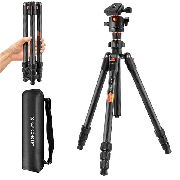 KF Concept 64" Carbon Fibre Camera Tripod with Ball Head Mount and Case K254C2+BH-36L - New