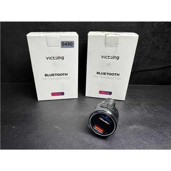 Lot of 2 Victsing Bluetooth FM Transmitters for Car - New