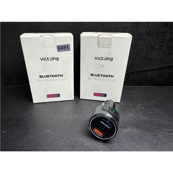 Lot of 2 Victsing Bluetooth FM Transmitters for Car - New