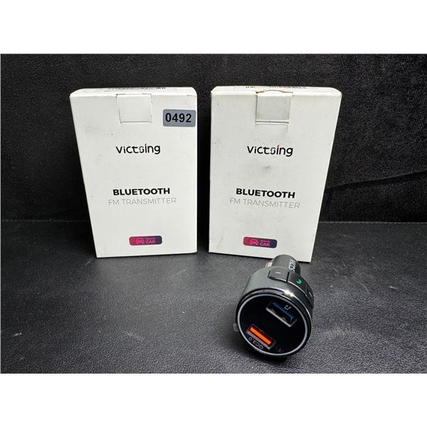 Lot of 2 Victsing Bluetooth FM Transmitters for Car - New