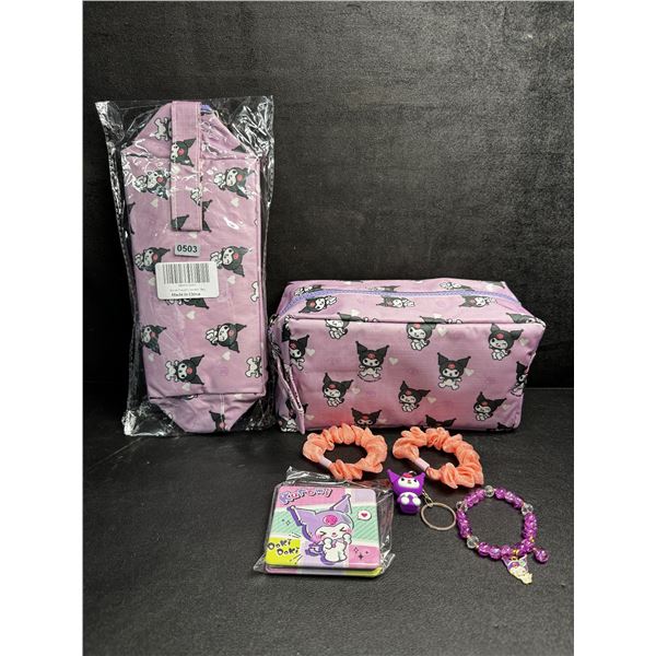 Lot of 2 Kuromi 6PC Kawaii Cosmetic Bag Set with Accessories - New