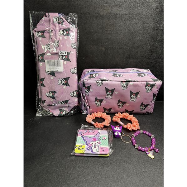 Lot of 2 Kuromi 6PC Kawaii Cosmetic Bag Set with Accessories - New
