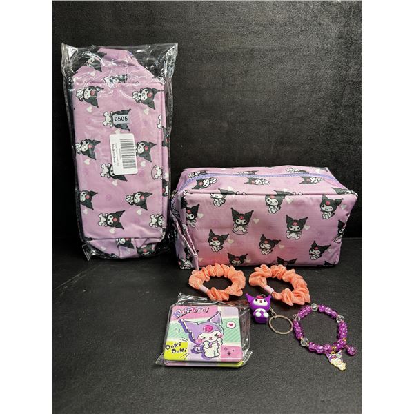 Lot of 2 Kuromi 6PC Kawaii Cosmetic Bag Set with Accessories - New