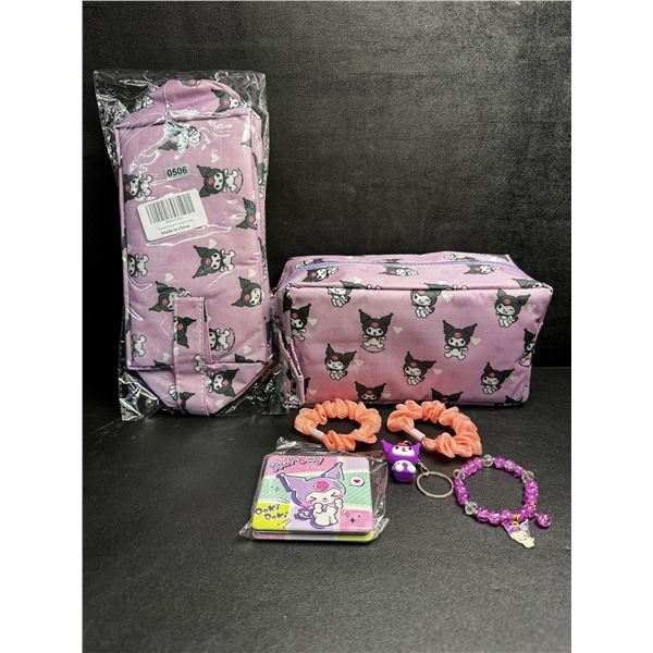 Lot of 2 Kuromi 6PC Kawaii Cosmetic Bag Set with Accessories - New