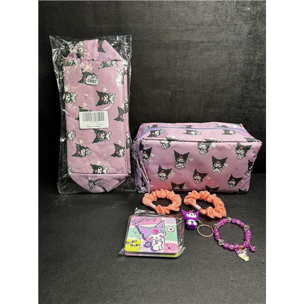 Lot of 2 Kuromi 6PC Kawaii Cosmetic Bag Set with Accessories - New