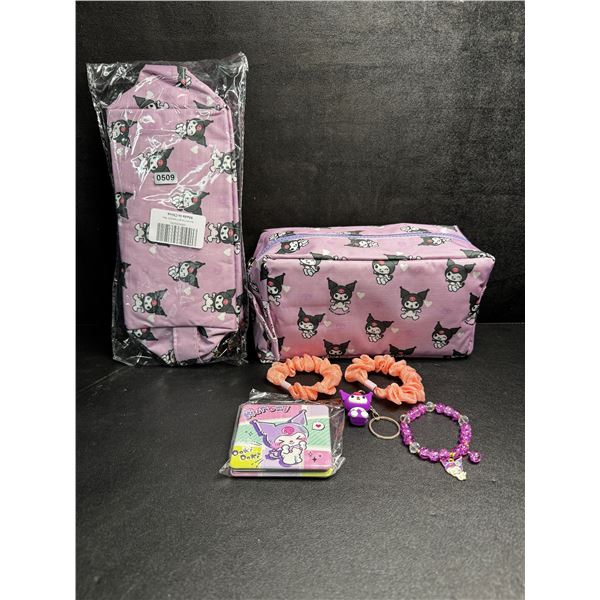 Lot of 2 Kuromi 6PC Kawaii Cosmetic Bag Set with Accessories - New