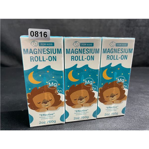 Lot of 3 Roll-On Magnesium for Kids (60g) Promotes Sleep & Relieves Anxiety - New Sealed