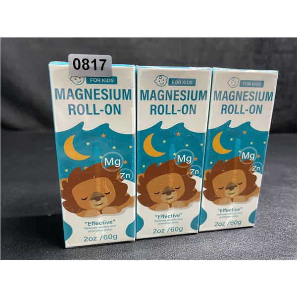 Lot of 3 Roll-On Magnesium for Kids (60g) Promotes Sleep & Relieves Anxiety - New Sealed