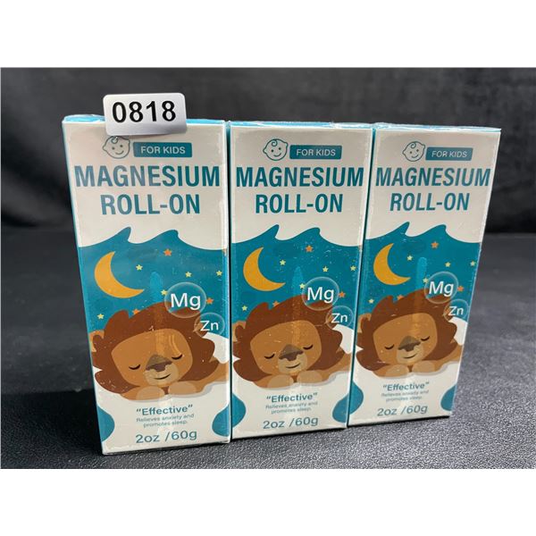 Lot of 3 Roll-On Magnesium for Kids (60g) Promotes Sleep & Relieves Anxiety - New Sealed