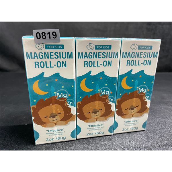 Lot of 3 Roll-On Magnesium for Kids (60g) Promotes Sleep & Relieves Anxiety - New Sealed