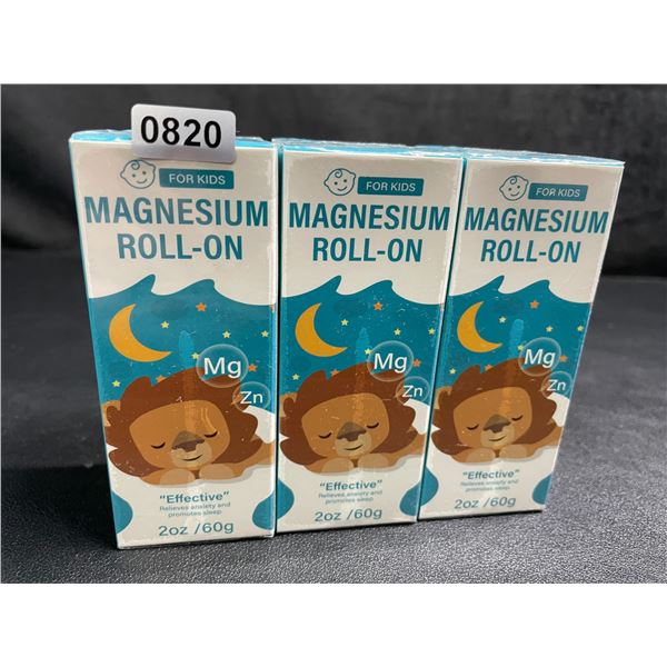 Lot of 3 Roll-On Magnesium for Kids (60g) Promotes Sleep & Relieves Anxiety - New Sealed