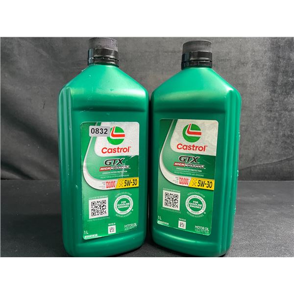 Lot of 2 Castrol GTX High Mileage SAE 5W-30 Motor Oil (1L) - New