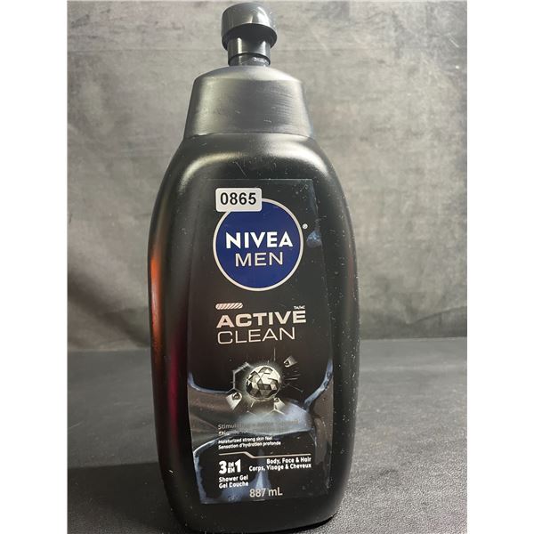 Nivea Men Active Clean 3-in-1 Body, Face, & Hair Shower Gel (887ml) - New