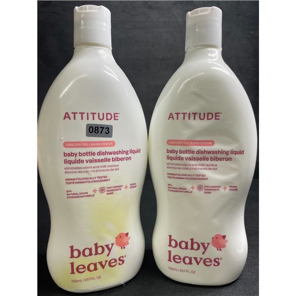 Lot of 2 ATTITUDE Baby Leaves Baby Bottle Dishwashing Liquid (700ml) Unscented - New