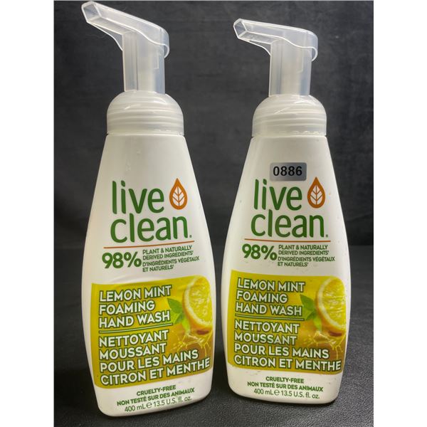 Lot of 2 Live Clean Lemon Mint Foaming Hand Wash (400ml) - New