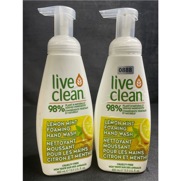 Lot of 2 Live Clean Lemon Mint Foaming Hand Wash (400ml) - New