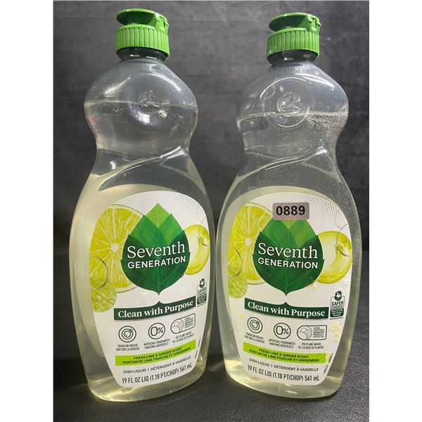 2 Bottles of Seventh Generation Dish Liquid (561ml) Fresh Lime & Ginger Scent - New