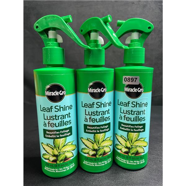 3 Bottles of MiracleGro Leaf Shine (236ml) - Beautifies Foliage - New