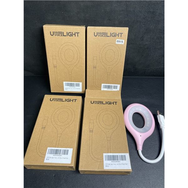 Lot of 4 USB Smart Voice-Activated Lights - Pink - New