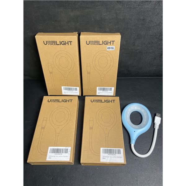 Lot of 4 USB Smart Voice-Activated Lights - Blue - New