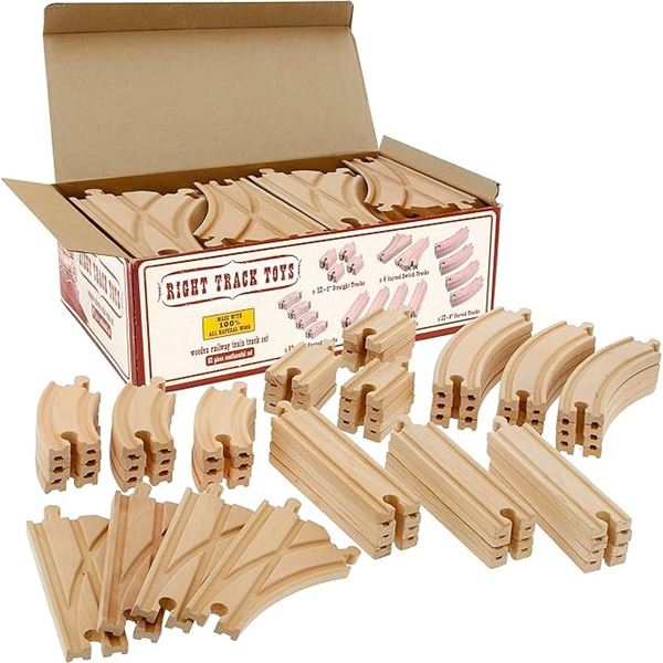 52PC Wooden Railway Train Track Set - New in Box