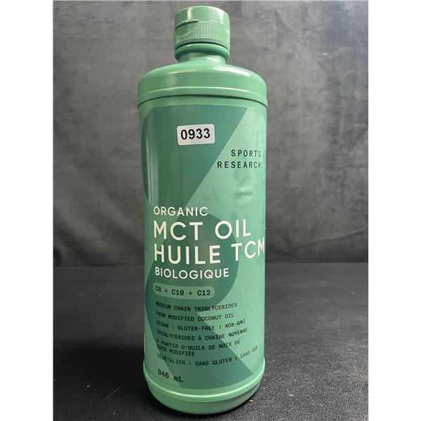 SportsResearch Organic MCT Oil (940ml Bottle) Keto-Friendly - New (BB: 07/2027)