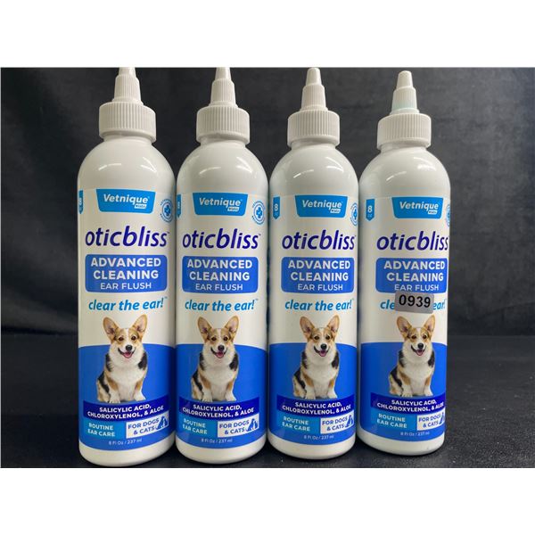Lot of 4 Vetnique Labs Oticbliss Advanced Cleaning Ear Flush for Dogs & Cats (237ml) - New