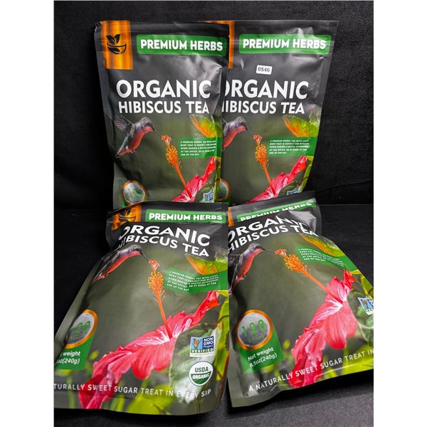 4 Bags of Premium Organic Hibiscus Tea 120 Pouches per Bag 480 Tea Bags Total! - New