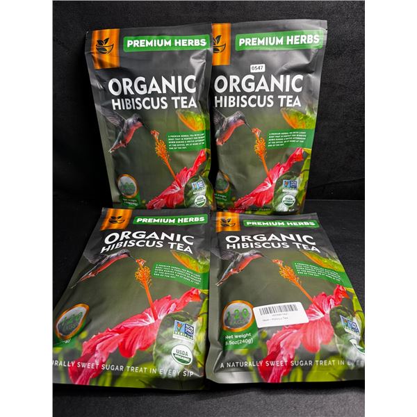 4 Bags of Premium Organic Hibiscus Tea 120 Pouches per Bag 480 Tea Bags Total! - New
