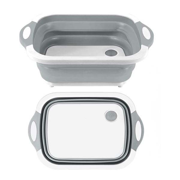 Lot of 2 Collapsible Cutting Boards/Food Beverage Holders with Drain - New