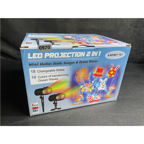 1 LED Outdoor Motion Projector Light - Includes 18 Changeable Holiday Slides/Designs - New!