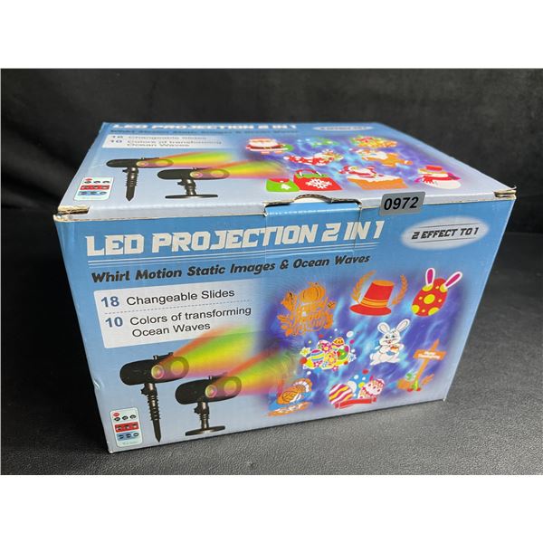 1 LED Outdoor Motion Projector Light - Includes 18 Changeable Holiday Slides/Designs - New!