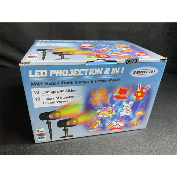1 LED Outdoor Motion Projector Light - Includes 18 Changeable Holiday Slides/Designs - New!