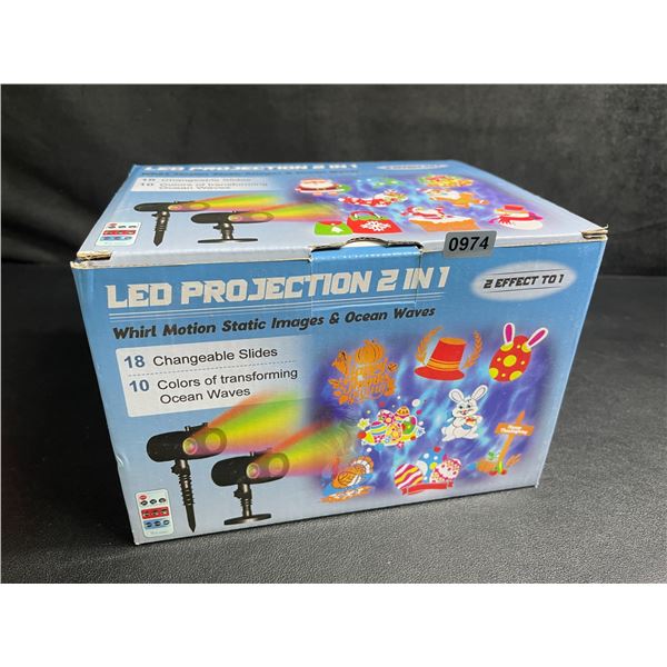 1 LED Outdoor Motion Projector Light - Includes 18 Changeable Holiday Slides/Designs - New!