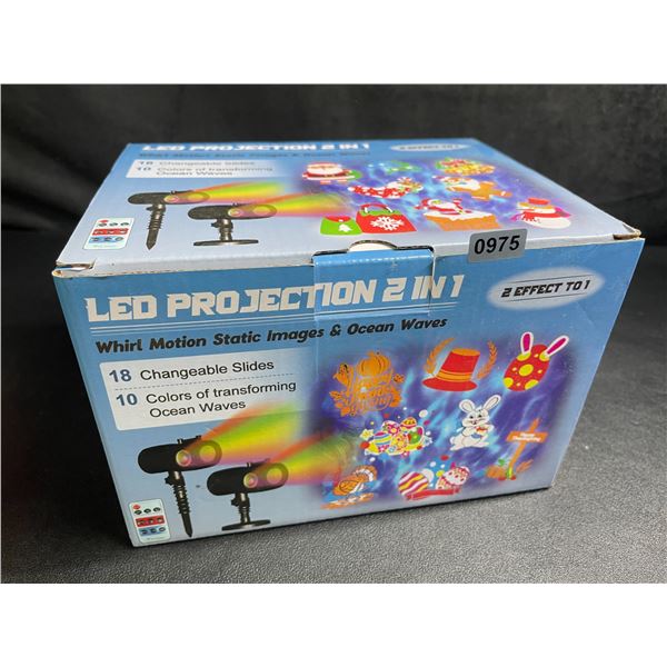 1 LED Outdoor Motion Projector Light - Includes 18 Changeable Holiday Slides/Designs - New!