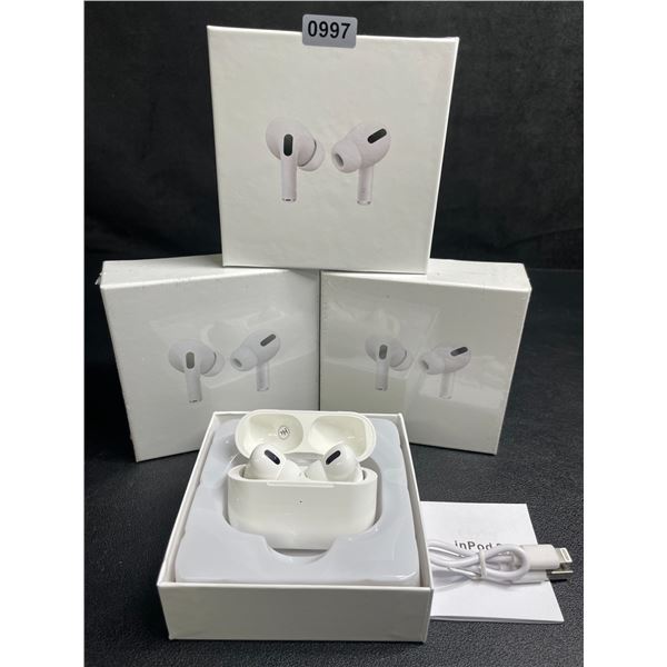 Lot of 3 Air-Pod Style Wireless Earbuds with Charging Cases - New Sealed!