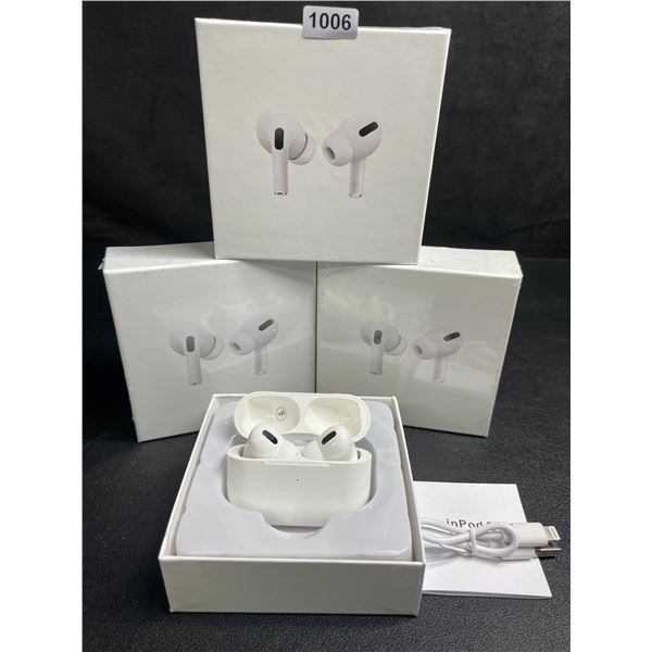 Lot of 3 Air-Pod Style Wireless Earbuds with Charging Cases - New Sealed!