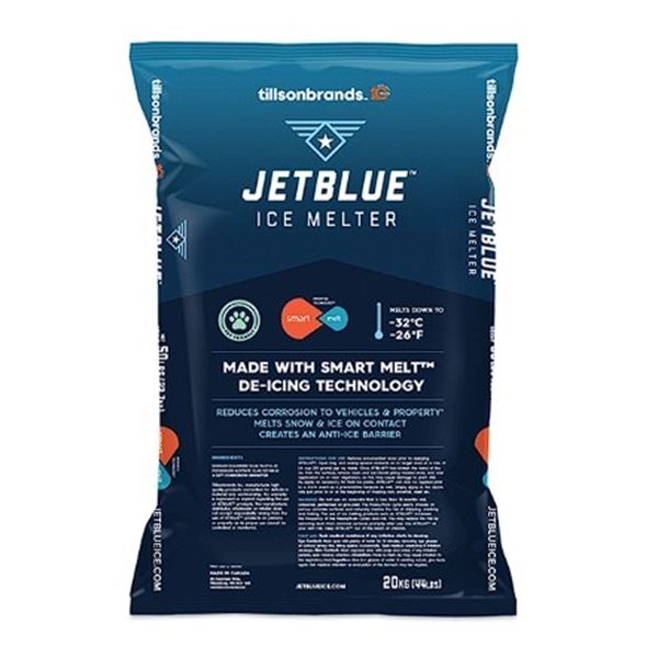 20KG (44LB) Bag of JetBlue Ice Melter - Made with Smart Melt De-Icing Technology - New