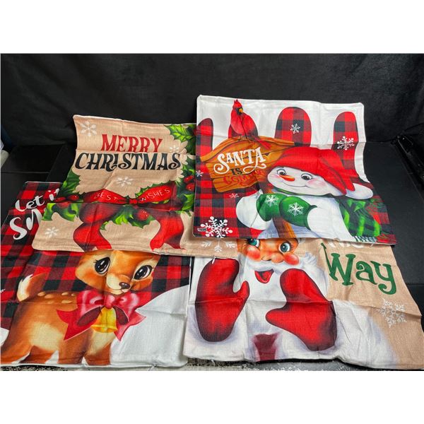 4-Pack of Christmas Design Throw Pillow Covers/Pillow Cases (17" x 17" Size) - New