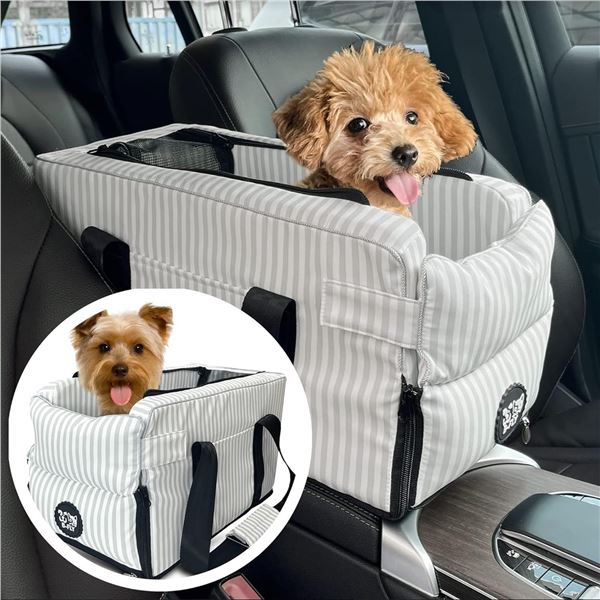 1 Console Dog Car Seat for Small Dogs - Dog Booster Car Seat/Carrying Bag (17" x 8" x 9") - New