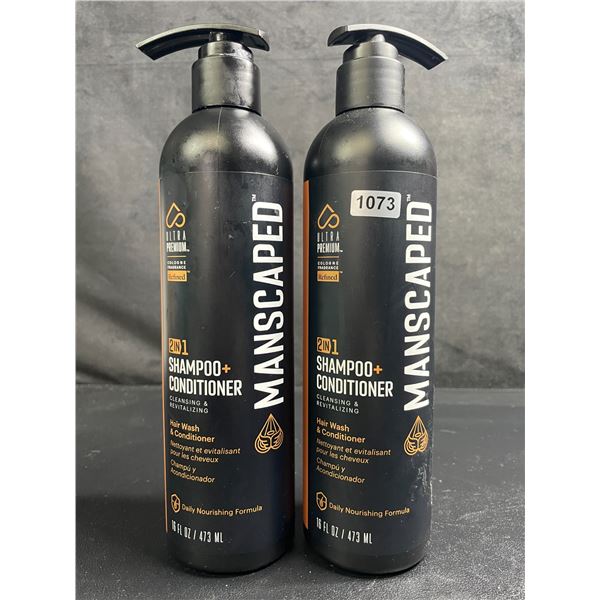 Lot of 2 MANSCAPED 2-in-1 Shampoo+Conditioner (473ml) Cleansing & Revitalizing - New