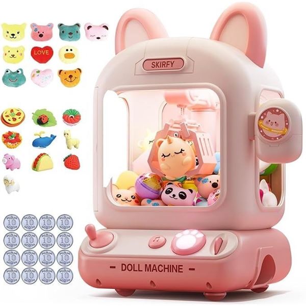 1 Skirfy Mini Cat Claw Toy Machine/Toy Claw Machine for Kids with Prizes/Toys (Pink) Brand New!