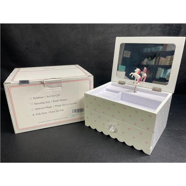 1 Sparkly Polka Dot/Unicorn Musical Jewelry Storage Box for Girls - New in Box