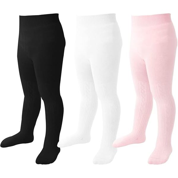 Lot of 2 3-Packs Cotton Tights for Baby Girls (Size 3-6month) - New