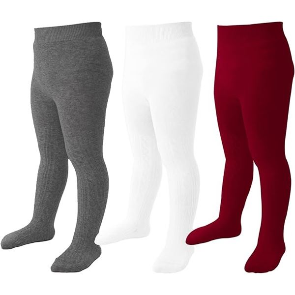 Lot of 2 3-Packs Cotton Tights for Baby Girls (Size 12-24months) - New