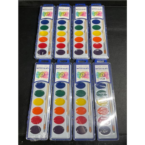 8 Sets of Color Swell Watercolor Paints - Vibrant 8 Colors Per Palette - New