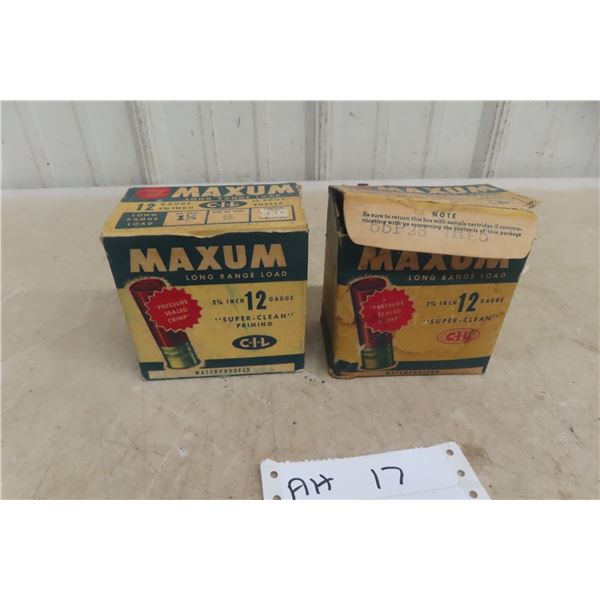 Vintage CIL Maxum 12 Ga Ammo Boxes W/ Eight Rounds
