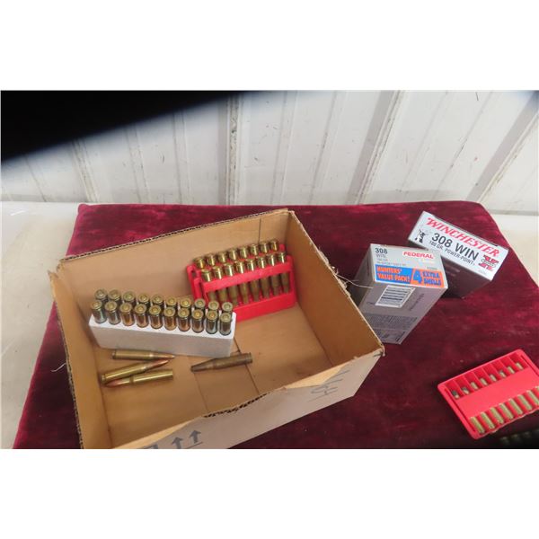 .308 Win Ammo, Fifty-Two Rounds, Plus Fifteen Brass Casings for Reloading
