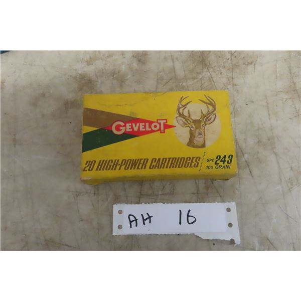 Gevelot Vintage Ammo Box W/ 243 Casings for Reloading