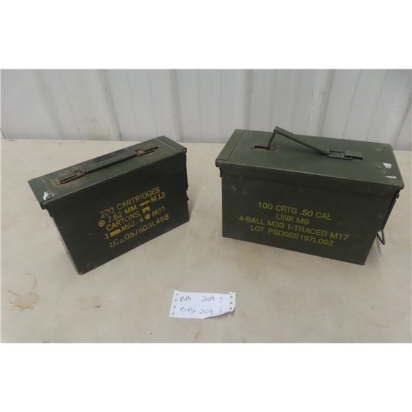 Two Metal Military-Style Ammunition Storage Boxes